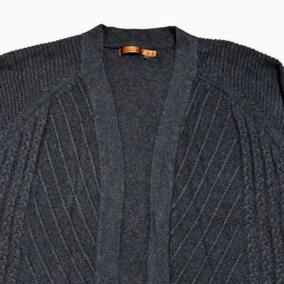 Belle by Belldini Women's Cardigan Sweater Sz L Charcoal Gray Knit Open Front - Picture 2 of 12